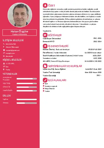 Yazılım Mühendisi Cv Örnekleri cv indir